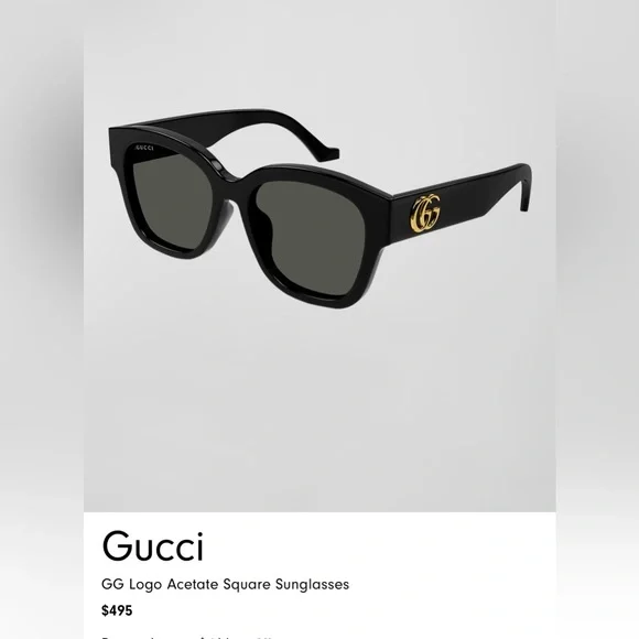 100% Authentic Gucci logo square sunglasses $495 retail! - Picture 1 of 6